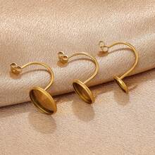 10 Pcs 304 Stainless Steel Blank Tray Earhook U-Shaped Earhook Earplug Welded Disc Jewel Base DIY Empty Tray Jewelry Accessories - Earring Setting - View 6