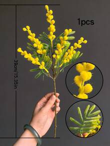 5 Bunches Of High-End Artificial Flowers, Mimosa, Holiday Flowers, Home Decor Fake Flowers, Note: Slightly Shedding Pollen, Romantic Holiday Flowers - Yellow - View 9