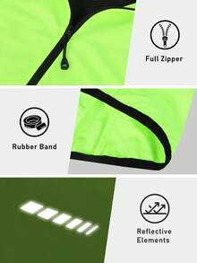 LEOPATRIX Men's Cycling Vest Sports Vest Full Zip Bike Tank Top Reflective Sleeveless Cycling Jacket - Yellow - View 5