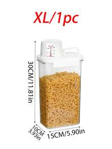 1pc Kitchen Storage Canister, Airtight Sealed Food Storage Container With Lid, Portable Leak-Proof Pantry Box For Grains, Nuts, Flour And Rice, Kitchen Organization Accessory - Clear - View 13