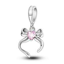 1 Mặt dây chuyền hình nơ, hoa hồng, sô cô la, gấu, trái tim màu bạc lấp lánh đính đá Cubic Zirconia, thích hợp cho bộ sưu tập trang sức ngày Valentine lãng mạn, phù hợp với vòng tay, dây chuyền, hạt trang sức tự làm cho nữ và bé gái, quà tặng ngày Valentine, kỷ niệm. - Bạc - Xem 17
