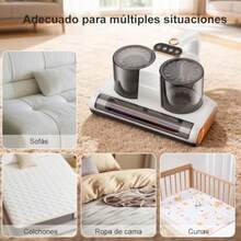 mhjAspiradora para Colchones Aspiradora para Cama con Luz UV-C Succión de 16Kpa Cepillos de Doble Tambor a 30000 RPM Aire Caliente a 60°C Ultrasonido 500W de Potencia para cama sofá cunasleeping Bags - 219156753 - Ver 8