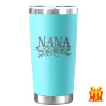 1pc Nana Floral Stainless Steel Insulated Tumbler - 20oz Reusable Coffee Mug, Hand Wash Only, Ideal For Hot And Cold Beverages, Grandma Birthday, Mother'S Day Gift - 粉色 - 查看 2