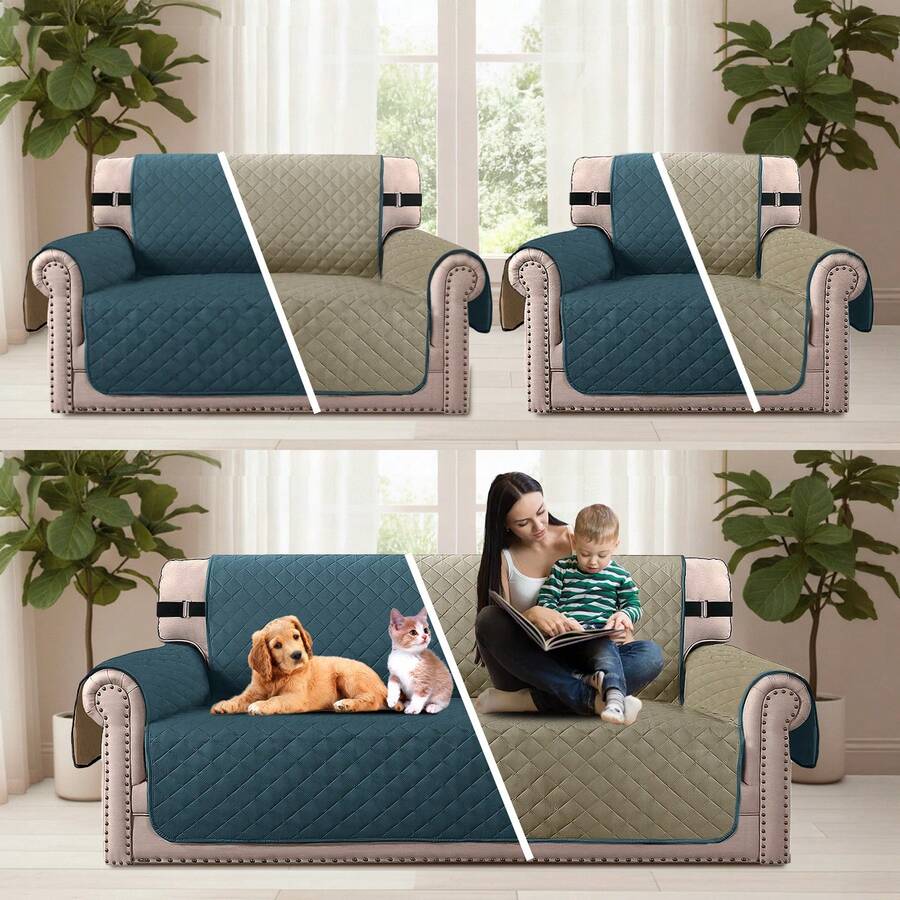 TendenciaFundas Para Sillones 2 Vista Sofá Protector Cubre Sofá 3pzasCalidad premium - Gris claro - azul marino - Ver 1
