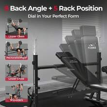 FLYBIRD Adjustable Weight Bench, With Bench Press Rack, Leg Extension And Leg Curl, For Home Gym Workout - 47In-Width - View 8