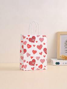 20/10/5 Piezas Bolsas de papel kraft con asas y fondo reforzado con diseño de corazones, adecuadas para regalos del Día de San Valentín, bodas, aniversarios, Año Nuevo, cumpleaños, regalos con tema de amor, regalos sorpresa de aniversario, recuerdos de fiesta, Día de la Mujer - Multicolor - Ver 11