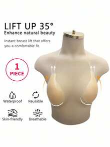 1件装畅销硅胶隐形文胸，带肩带，防滑设计，提拉并提升胸部曲线，专为婚纱、无肩带连衣裙、隐形内衣、连衣裙、连体裤、旅行和度假而设计