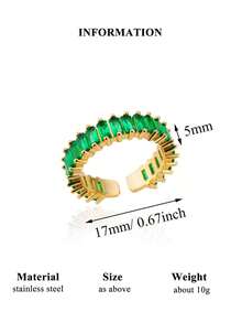 Anel ajustável de luxo em aço inoxidável com zircônias coloridas (1 peça), modelo arco-íris, banhado a ouro 18K e resistente ao desbotamento. Ideal para férias, casamentos, festas, uso diário, aniversários e outras ocasiões. - anel de aço inoxidável - Ver 20