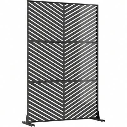 Dragonpad 74x47inch Metal Privacy Screen For Outdoor And Indoor, Freestanding Screen Set, Decorative Outdoor Divider With Stand Panels For Deck Patio Balcony Garden, Weather-Resistant, Easy To Install