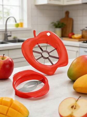 חותך תפוחים מנירוסטה יחידה אחת - ידני, להב מרובע, ללא צורך בחשמל, כלי מטבח וקייטרינג, זמין בירוק וכתום, אידיאלי לחוץ/קמפינג, כלי בישול חיצוניים