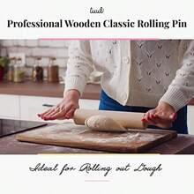 Tuuli Professional Wooden Rolling Pin With Revolving Centre | 44 X 55 Cm, Durable Log Material - Beige - View 3