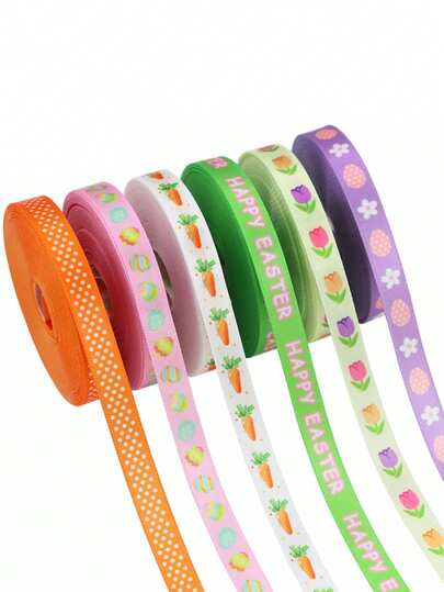 1roll 5-Yard Easter Ribbon, Gift Bouquet Wrapping Ribbon, Colorful Egg And Carrot Design Ribbon, Satin Ribbon, Suitable For Gifts, Bouquet Wrapping, DIY Hair Accessories, DIY Bows, DIY Wreaths, Cake And Baking Gift Wrapping, Perfect For Themed Parties, Easter Decorations And Home Decor.