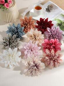 5支仿真大丽花，4.72英寸丝绸非洲菊，适用于婚礼装饰、头饰胸针配饰、插花、花束制作、礼盒包装、情人节派对装饰、家居装饰，四季皆宜。 - 彩色 - 查看 3