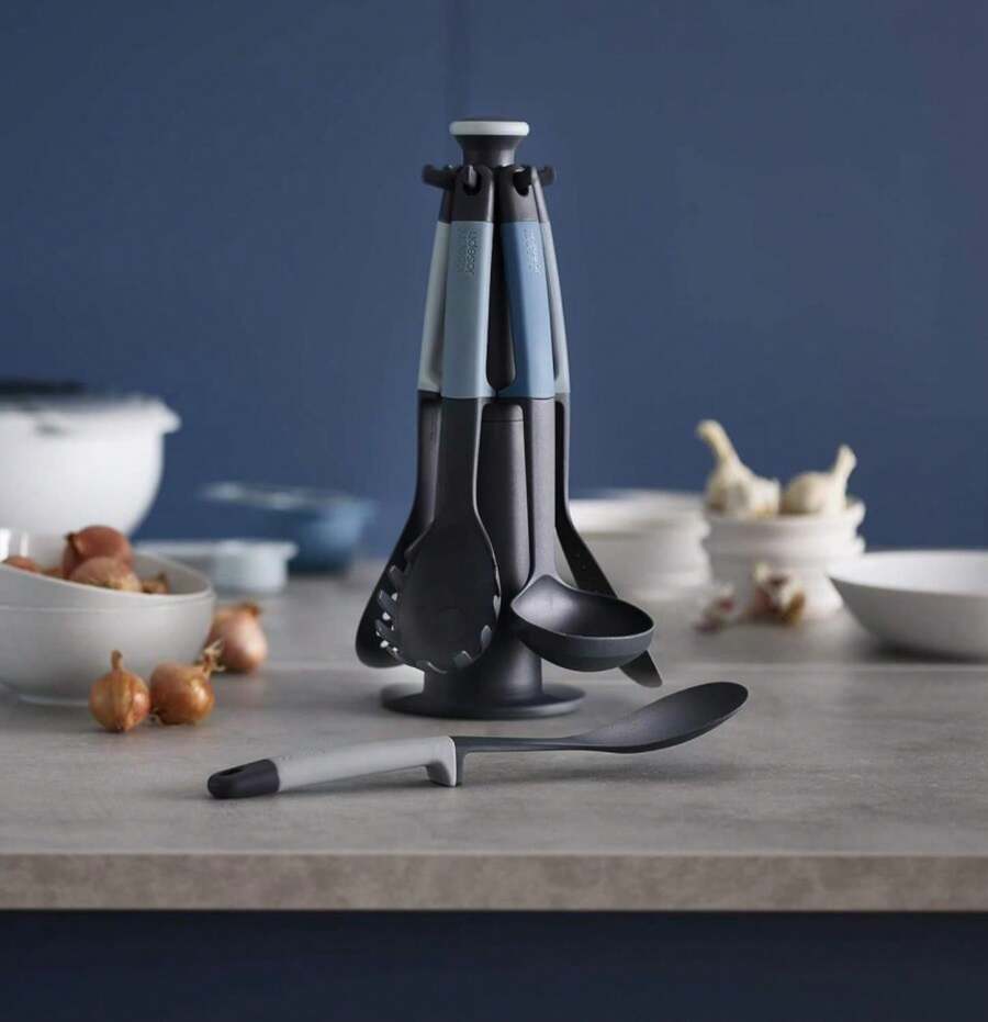 Joseph Joseph Elevate Carousel Nylon Kitchen Utensil Set With Rotating Storage Stand, 6-Piece, Sky - MàuB - Xem 1
