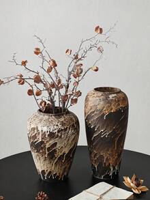 1个中国复古优雅陶瓷花瓶，高端手工花瓶装饰，客厅人造花卉水培陶瓷盆，复古仿古风格陶瓷花瓶，家居装饰，茶室桌面装饰，经久耐用，防漏，多用途 - 彩色 - 查看 7