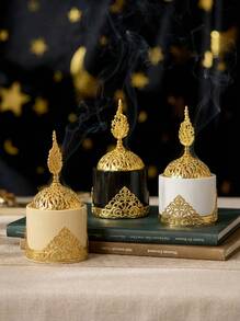 Cirelle 1 Peça Queimador de Incenso Decorativo de Estilo Europeu Minimalista e de Luxo, Combinação de Arte em Ferro e Resina, Ornamento de Queimador de Incenso para Mesa de Escritório, Decoração Rama - Multicolorido - Visão 1