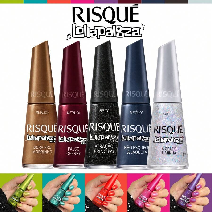 Kit Of 10 Risqué Lollapalooza Nail Polishes, New Risqué Collection, Glitter Effect Nail Polish - 5 Color - View 1