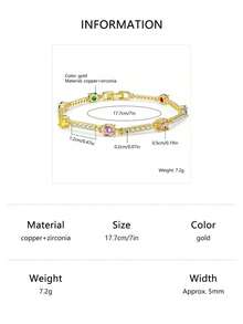 1件时尚优雅休闲风多场合经典网球立方氧化锆铜手链，热销新款设计，适合女士派对和日常穿搭，节日实惠珠宝礼品