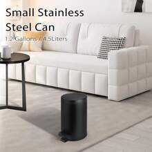 1.2 Gallon Small Black Trash Can, 4.5 Liters Bathroom Garbage Can With Lid, Mini Step Trash Bin, Stainless Steel Wastebasket For Bathroom, Bedroom, Office (Matte Black),MatteBlack - 霧面黑色 - 查看 7
