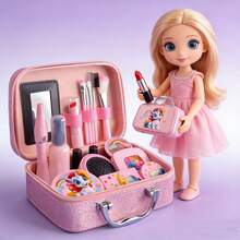 22PCS Children's Fake Cosmetic Sets, Girl's Fake Grooming Toys, Realistic Pretend-Play Princess Makeup Handbag, Eyeshadow And Lipstick Birthday Gift Box(The Color Of The Accessories Andthe Style Of The Stickers Are Random.) - Multicolor - View 11