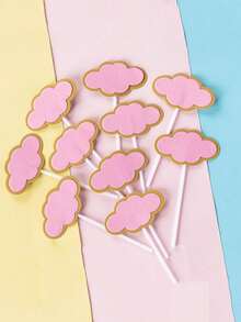 8个白色云朵蛋糕装饰，3D泡沫蛋糕插片，适用于生日派对、盛大开业庆典、派对用品、父亲节、圣诞节及其他场合 - 彩色 - 查看 15