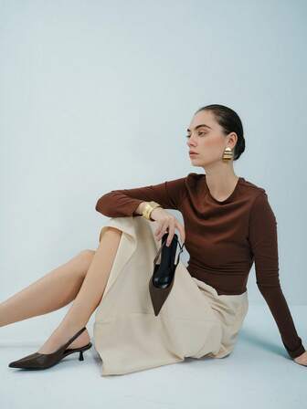 4 cm bruna högklackade pumps, festskor, slip-on stilettklackar, spetsiga högklackade skor för kvinnor, eleganta, kitten heels