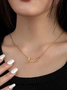 1pc Personalized Name Necklace, Custom Name Butterfly Pendant, Minimalist Name Star Necklace, Stainless Steel Text Pendant, Elegant Gift For Girlfriend, Mother's Day, Valentine's Day, Anniversary - Multicolor - View 6