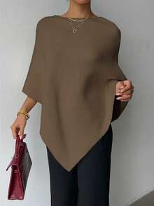 Solid Color Ribbed Shawl, Fashionable For Everyday Wear, Autumn/Winter Spring - Yellow-camel - View 5