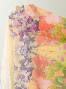 Bonvoyette 女士三件套渐变印花挂脖比基尼+扎染印花罩衫沙滩度假两件套泳装 - 彩色 - 查看 5