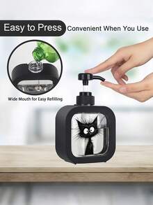 Black & White Cat Shaped Pump Bottle Hand Wash Dispenser - Cute & Moisturizing Hand Soap Bottle, Hygienic Pump Design, Suitable For Kitchen Sink And Bathroom Decor, Fits Various Occasions - Multicolor - View 9