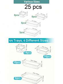 25/44pcs Clear Plastic Drawer Organizer Set, Desk Drawer Divider Organizers, Storage Bins For Makeup, Jewelry And Sundries, Home Accessories, Makeup Organizer - 無色 - 查看 2