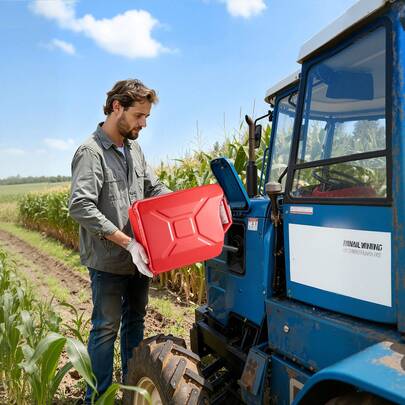Metal Fuel Container, 5.3 Gallon, Fuel Jerry Can With Spout And Comfort Handle, 6 L/Min Max Flow Rate, Leakproof & Corrosion-Resistant Metal Gas Tank Most Cars Motorcycle ATV UTV, Red