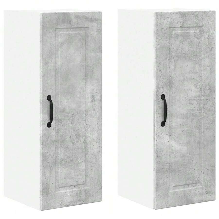 vidaXL Armário de cozinha com porte 2 pcs cinza beton 30 x 31 x 80 cm - Cinza - Ver 1