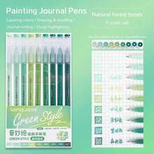 9pcs Morandi Color Pens Set Transparent Barrel Multi Colors Gel Ink 0.6mm Ballpoint Spot Liner For Drawing Highlighting, Office Supplies, Student Back To School Stationery Gift - Hot Pink - View 18