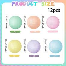 12/24 unidades Linternas de papel redondas de pastel suave, adecuadas para fiestas, aulas, bodas, cumpleaños y decoración del Día de San Valentín, decoración de fiestas | Linternas de pastel suave | Linternas de papel duraderas, linternas de decoración del hogar - 12 piezas de macarrones - Ver 3