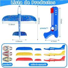 Aviones de Juguete para Niño, 3Pzs Juguetes Lanzadores de Aviones de 2 Modos, 4 en 1 DIY Avión de Juguete de Espuma con LED, Juguetes Exterior para niño, Regalo para Niño de 3 años+,37642734 - Multicolor - Ver 2
