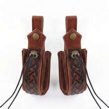 bolso vikingo Medieval, cinturón con cordón de cuero renacentista, monedero, bolsa Retro, accesorios de disfraz de caballero pirata PZEM - Estilo A 1 pieza - Ver 4