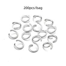 200pcs Stainless Steel Open Jump Rings, Necklace & Bracelet Connector Rings, Handmade Craft Rings, Beaded Bracelet Linking Rings, DIY Jewelry Making Findings - Single-loop Opening - View 29