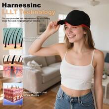 Wireless Red Light Laser Cap For Hair Growth - USB Rechargeable, Wireless Red Light Therapy For Men & Women, Hair Loss Treatment, Hair Root Strengthening, Modern Design, Highquality Light Emission - Black - View 4