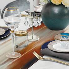 1PC Brown Table Runner Modern Abstract Art Oil Painting Cottage Kitchen Dining Table Decor Indoor And Outdoor Home Party Decoration - Brown - View 5