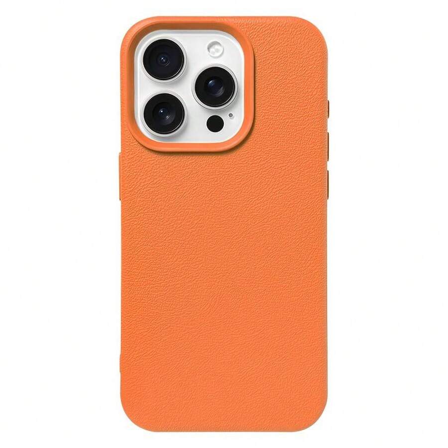 New Solid Color Plain Texture Silicone TPU Mobile Phone Case For Iphone 17/16/15/14/13/12 Pro Max Plus, Offering Shockproof Protection And A Classic Minimalist Leather Design.Orange Protective Casing ,Suitable For IPhone17 Air - trái cam - Xem 1