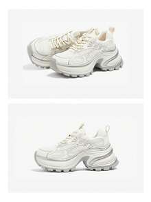 Women's New Retro Platform Sneakers, Transparent Mesh Casual Shoes, Comfortable Thick-Sole Trainers - Beige - View 5