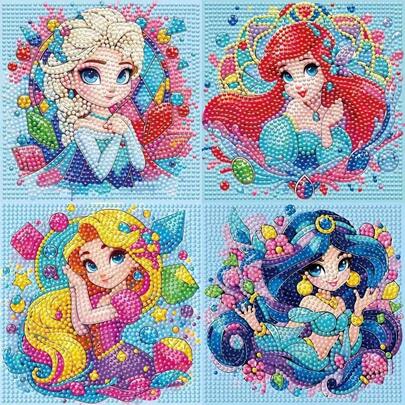 Creative Home Decoration Painting Cute Elsa Princess Children's Handmade DIY Crystal Diamond Cross Embroidery Frame Kit