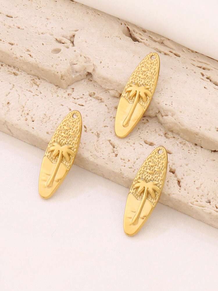 3件套不锈钢椰子树吊坠配件，高品质18K镀金椭圆形吊坠，适用于DIY珠宝制作材料及配件 - 吊墜 - 查看 7