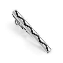 1pc Copper Alloy Black Wavy Silver Plated Elegant Tie Clip, Minimalist & Fashionable For Business