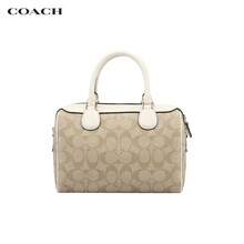 Coach Bennett 23 Adjustable Strap Zip Coated Canvas & Leather Colorblock Boston Satchel Shoulder Crossbody Bag, White/Tan 32203IMDQC, Pink/Tan F32203-IMBE5, Tan F32203-IME74, Brown/Black F32203-IMAA8, Grey/Black F32203-SUDK6 - White Brown 32203IMDQC - View 2