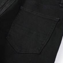 Vaqueros Masculinos Slim Tapered con Rotos y Parches, Denim Premium de Estilo High-Street, Acabado Envejecido y Comodidad Casual para el Día a Día - Negro - Ver 8