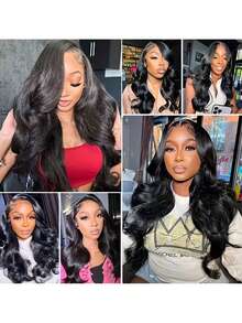 Black Nature Color Body Wave Lace Front Wigs Pre Plucked Bleached Knots With Baby Hair 13x4 Brazilian Lace Front Wigs For Women Natural Color 180% Density 8-36inch(Blended Wigs-A Mix Of Human Blended Hair And Synthetic)Wigs Human Blended Hair/Women's Human Blended Hair Wig/Human Blended Hair Lace Front Wigs/Wigs Glueless/Bleached Knots/Pre Plucked/Lace Wig/Gifts For Her / Gifts For Him/Romantic Gift/Love Gift/Couple Gift - SNatural - View 6