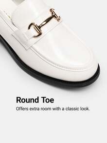 Women Loafers Metal Horsebit Flats Slip On Commuting Dressy Casual Business Work Office Chunky Low Heel Loafers Shoes - 白色 - 查看 7