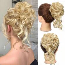 2个装合成发髻发圈，蓬松凌乱波浪卷发片，易于佩戴，打造凌乱发髻造型，百搭日常佩戴，适合女性日常、派对、万圣节、圣诞节、节日、婚礼等场合，可打造蓬松盘发、发髻、环绕式马尾辫。 - 彩色 - 查看 18